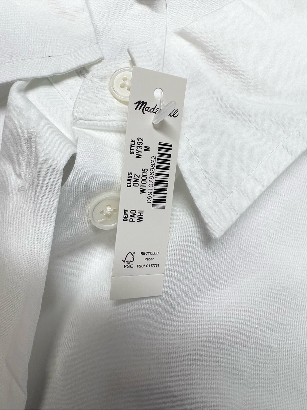 Madewell The Easy Shirt Button Down in White Size Medium NWT - Picture 9 of 13